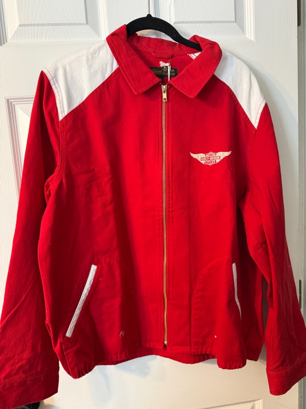 Harley-Davidson Red and White Woman’s Zip Front Utility Jacket